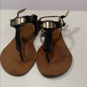 Michael Kors Dark Snake Pattern Brown Sandals